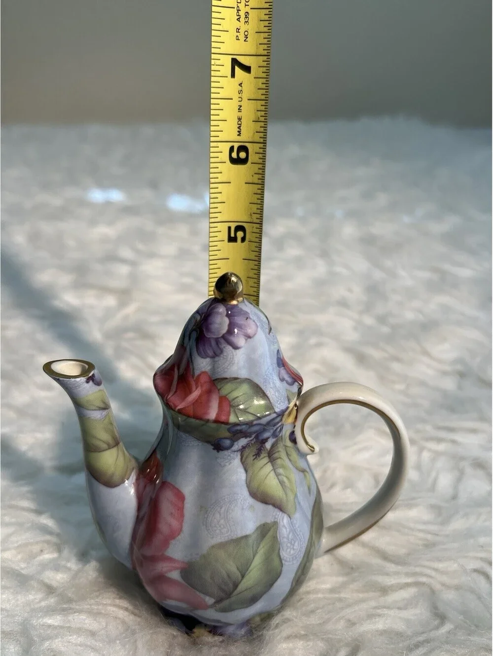 Apropos Home Teapot Night Light Porcelain: Floral & Fruit Decor